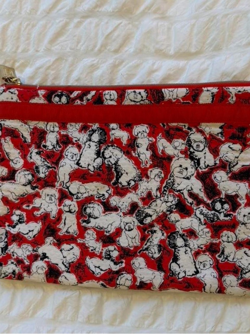 Red Poodle-Print Tablet Sleeve with Zip Closure - Picture 3 of 4